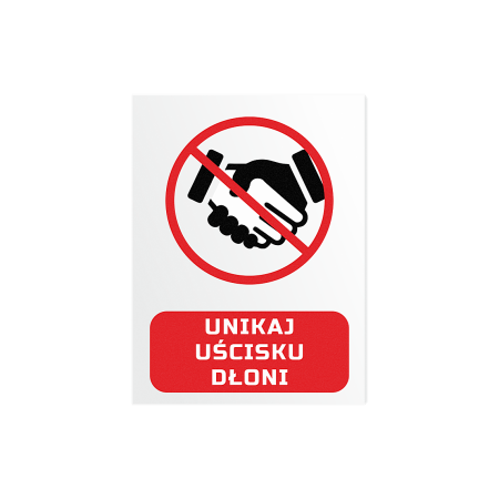 Unikaj uścisku dłoni - tabliczka PCV
