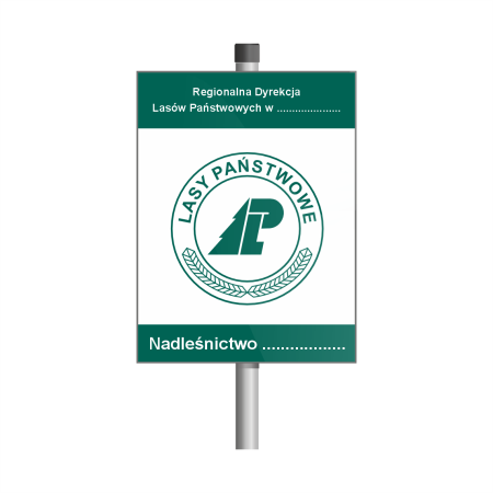 Tablice z nazwą nadleśnictwa na słupkach